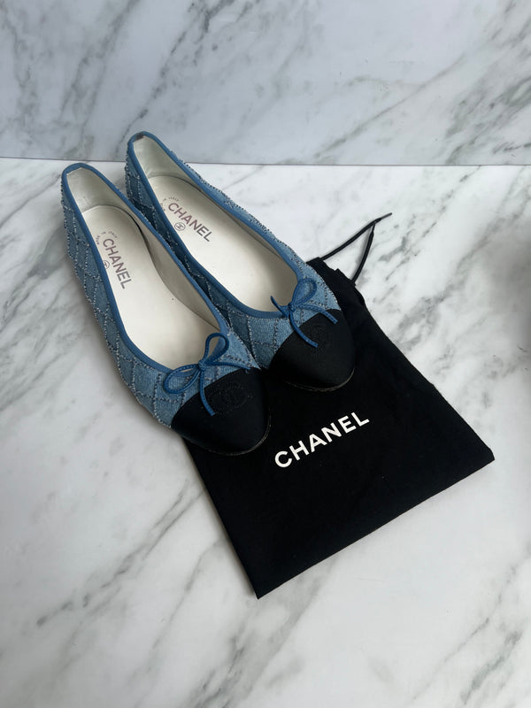 Chanel Denim Ballet Flats