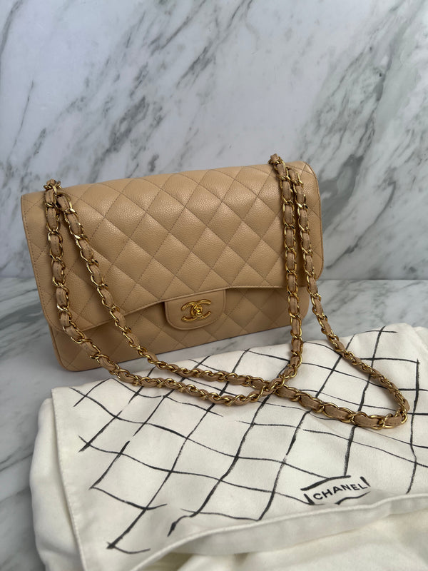 Chanel Beige Classic Large Double Flap Bag