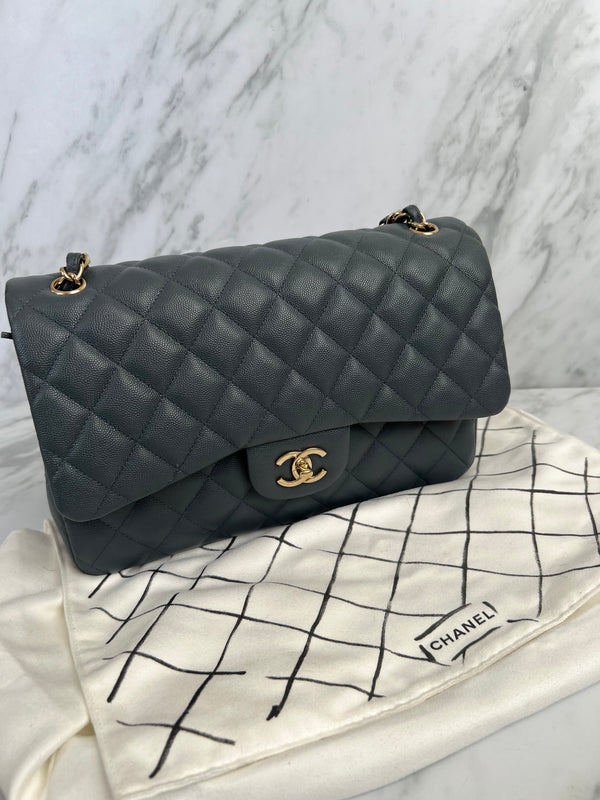 Chanel Classic Large Double Flap Blue/Grey Bag