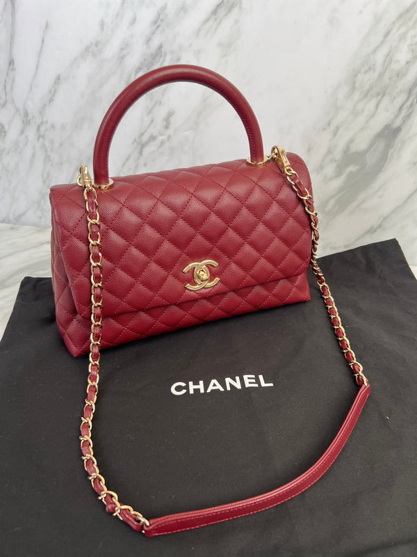 Chanel Medium Burgundy Coco Top Handle Bag