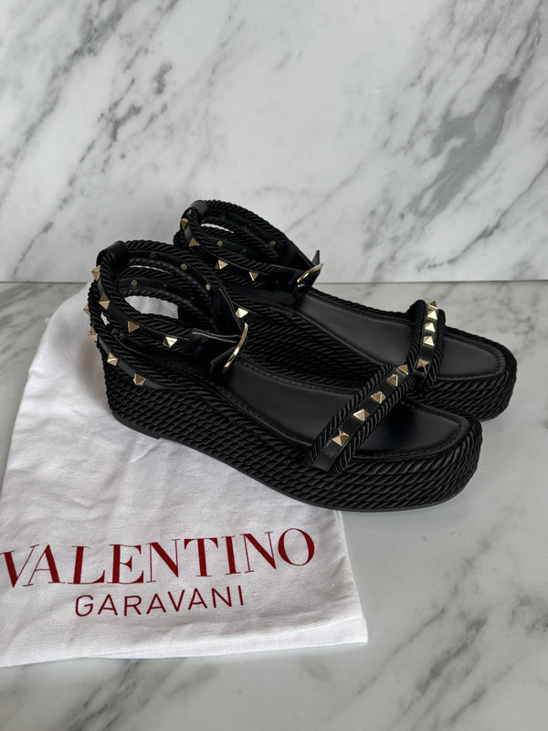 Valentino Rockstud Flatform Sandal
